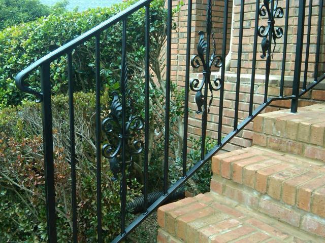 Wrought Iron handrail with floral balusters