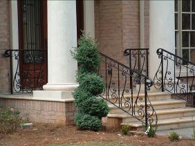 Ornamental Wrought Iron Railing with scroll work and hammered edge rails and posts