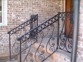 Ornamental Wrought Iron Railing with scroll work and rings
